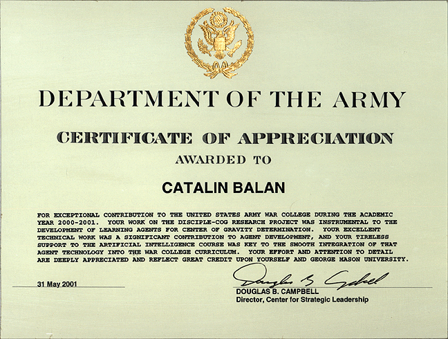 army certificate of training template